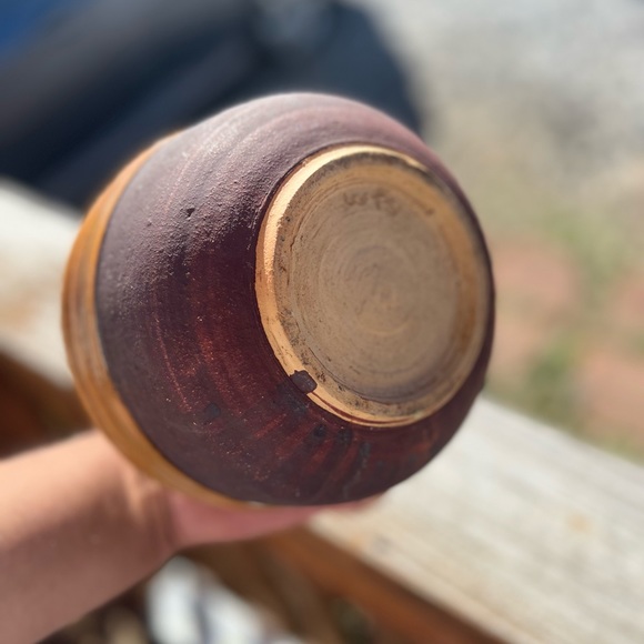 Earthenware Ceramic Dark and Golden Brown Bowl with Lid Hand thrown Clay Decor - Picture 9 of 16